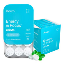 Neuro Energy Caffeine Gum/Mints for Energy & Focus - Sugar-Free with L theanine, Caffeine, Vitamin B12 & Vitamin B6 - Peppermint Flavor