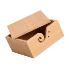 Handcrafted Square Wooden Yarn Bowl with Lid, Tangle Yarn Holder for Knitting and Crochet