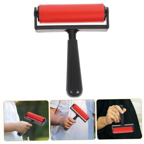Red Rubber Printmaking Brayer with Ergonomic Detachable Handle for Even Ink Coverage and Crafting 1