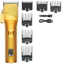 Mens Hair Clippers Gold Cordless Hair Trimmer with Precise Length Adjustment and Speed Motor