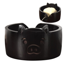 Wooden Pig Yarn Bowl for Knitting and Crochet, Tangle Yarn Feeding and Stable Balanced Base