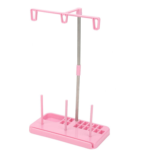 Thread Spool Holder with Tangle Guide, Compact Sewing Thread Organizer Rack for 3 Spools and 15 Bobbins