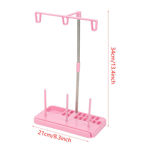 Thread Spool Holder with Tangle Guide, Compact Sewing Thread Organizer Rack for 3 Spools and 15 Bobbins 1