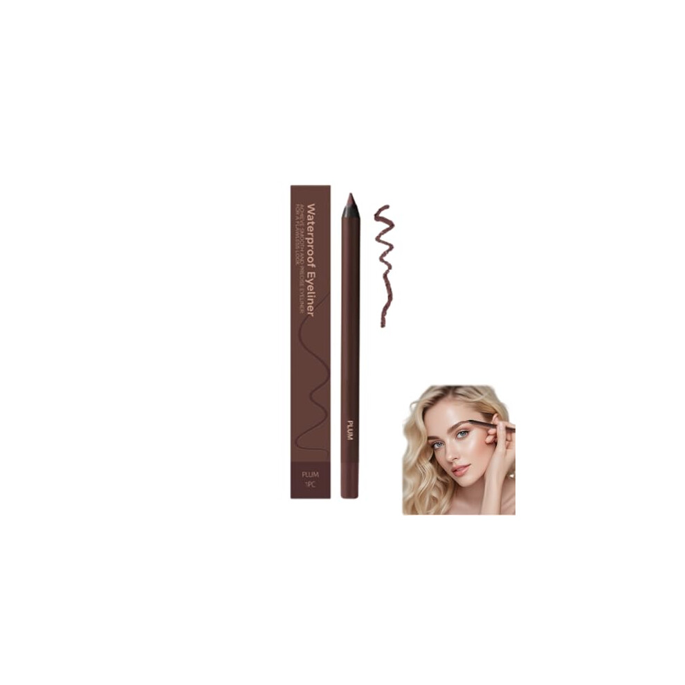 Purple Waterproof Eyeliner Pencil 24Hr No Smudging Long Lasting 2 In 1 Eye And Brow Plum