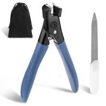 2 Pcs Toenail Clippers Set for Thick Nails Seniors, Large Wide Jaw Stainless Steel with Nail File, Blue