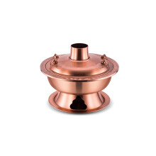 Chinese Hot Pot with Chimney 34cm Stainless Steel Charcoal Mongolian Hot Pot for Family Shared Cooking
