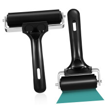 Rubber Ink Roller Set for Printmaking and Stamping, Smooth Brayer with EasyGrip Handle, 2pcs