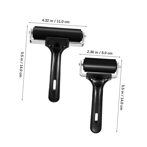 Rubber Ink Roller Set for Printmaking and Stamping, Smooth Brayer with EasyGrip Handle, 2pcs 2