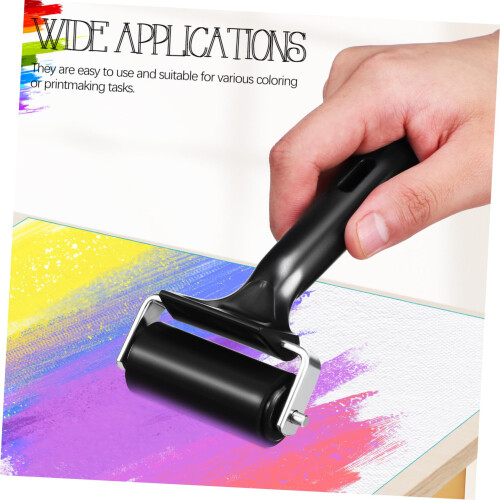 Rubber Ink Roller Set for Printmaking and Stamping, Smooth Brayer with EasyGrip Handle, 2pcs 1