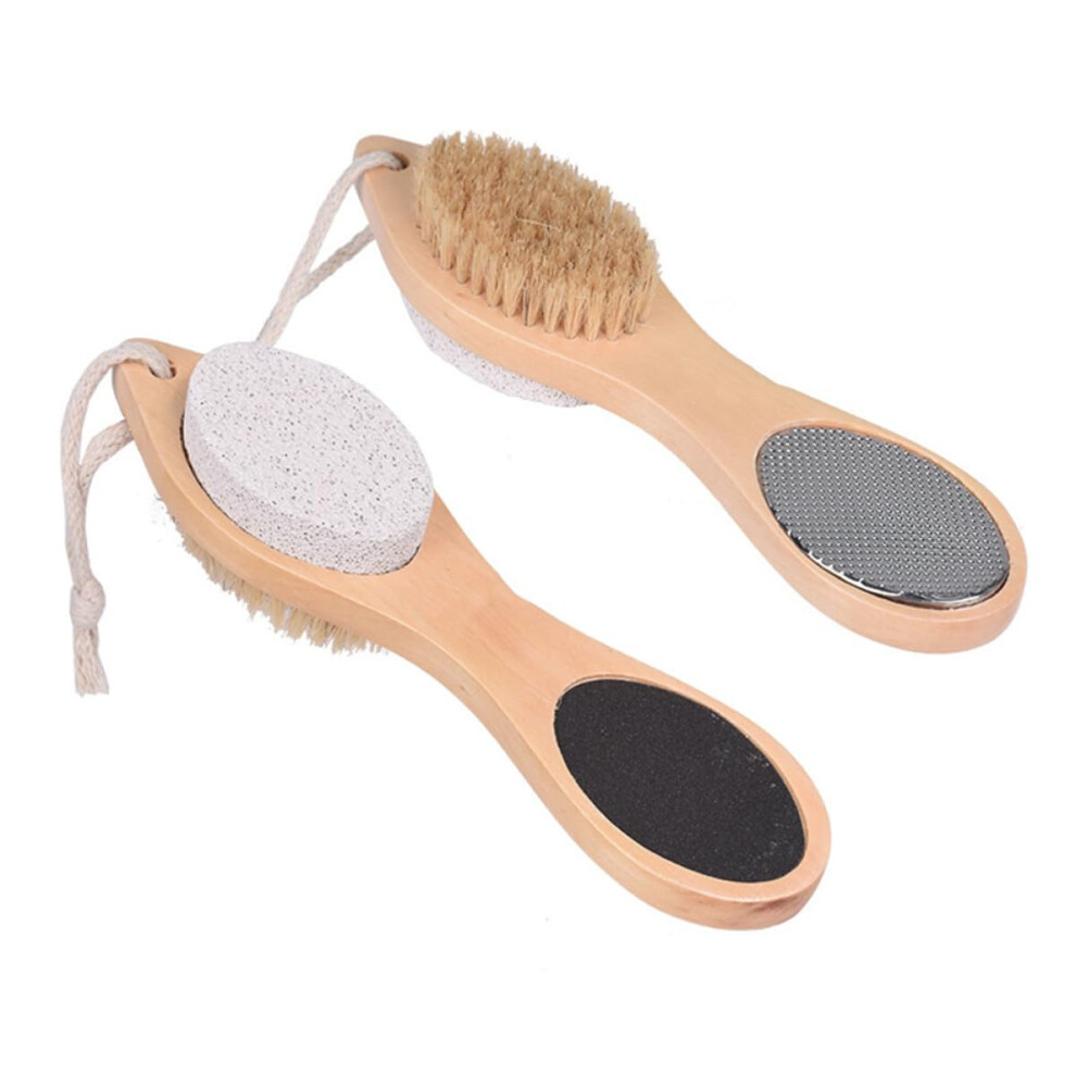 Wooden Foot File Callus Remover with DoubleSided Exfoliation Pumice Stone for Home Spa Care