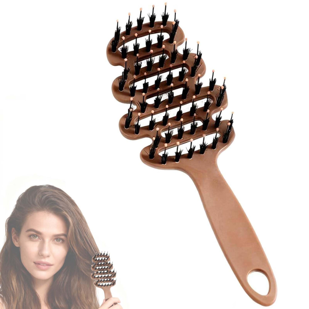 Boar Bristle Hair Brush for Thin Hair, Volumizing Root Lift, AntiFrizz Shine Restorer (1PC)