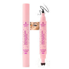 Freckle Eyeliner Pen 2 in 1 Stamp Waterproof Long Lasting Smudge Proof Makeup Black 02 Medium Brown