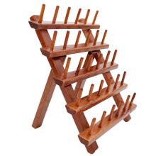 Wooden Thread Rack Foldable Wall Mounted Organizer with 30 Spools Large Capacity Beech Wood Holder for Quilting and Crafting