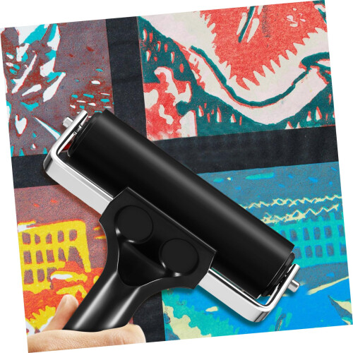 2pcs Rubber Brayer and Ink Roller for Printmaking and Crafts, Smooth Even Ink Coverage, Easy Clean 1