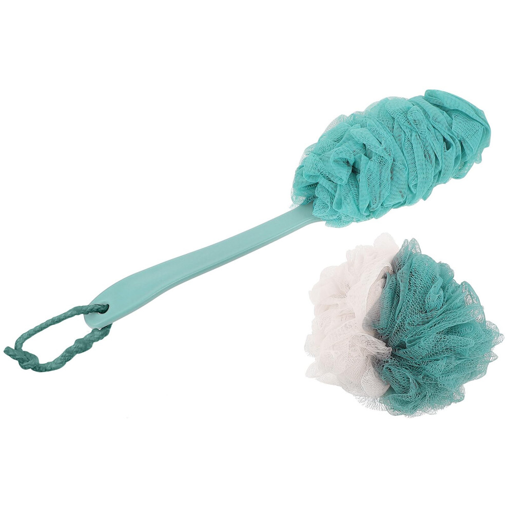 Shower Loofah with Long Handle Mesh Bath Sponge for Back Scrubbing and Gentle Exfoliation, 4pcs