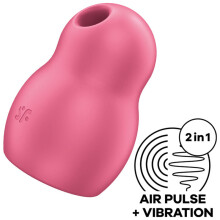 SATISFYER - PRO TO GO 1 DOUBLE AIR PULSE STIMULATOR & VIBRATOR RED ROJO