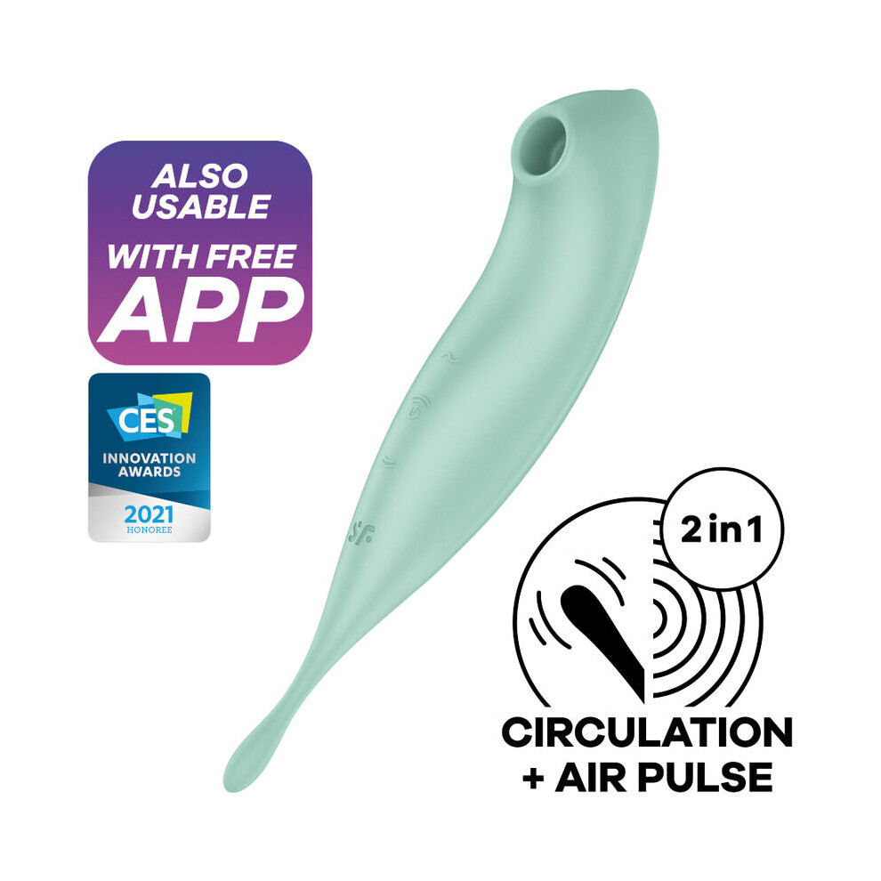 Satisfyer Connect Red Satisfyer - Twirling Pro+ Air Pulse Stimulator & Vibrator App Verde