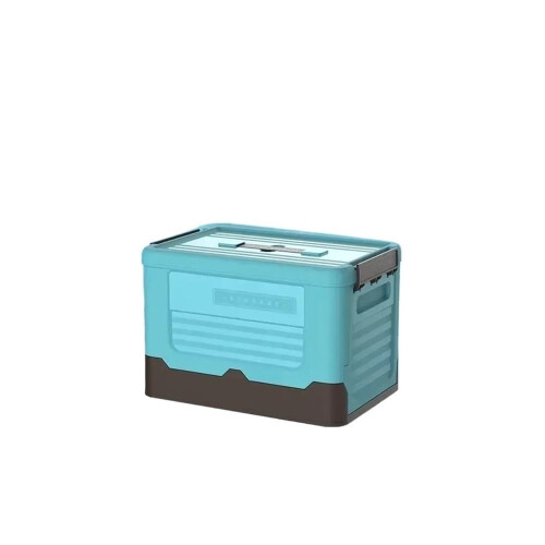 Foldable Plastic Storage Box with Lid Dustproof Large Capacity Organizer for Home and Classroom Blue