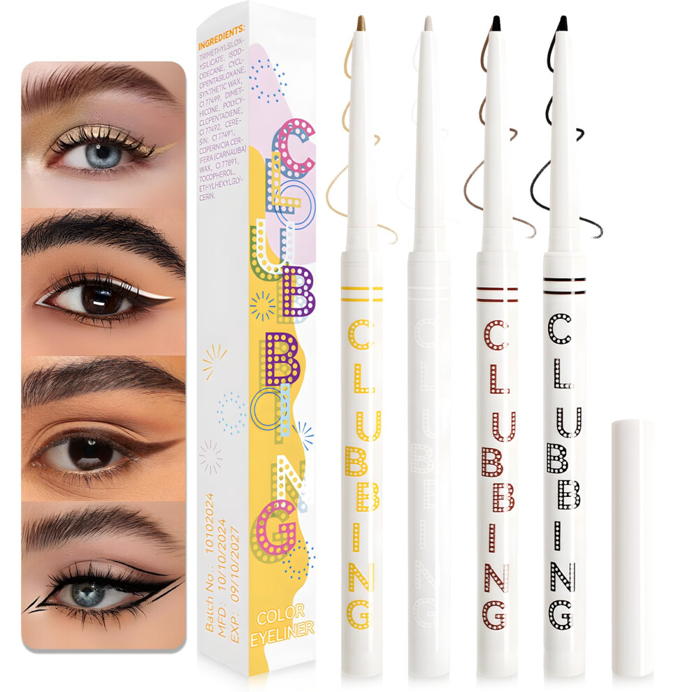 Gel Eyeliner Pencil Set Waterproof Long Lasting Smudge Proof Creamy Multi Color for Waterline