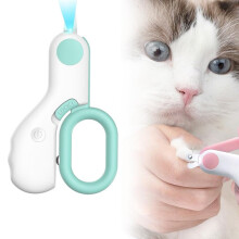 Pet Nail Clippers with LED Safety Light, Precision Stainless Blade for Cats Dogs Rabbits, Blue