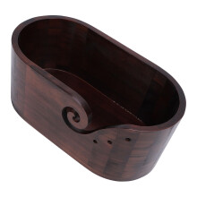 Wooden Yarn Bowl with Tangle Guide, Oval LargeCapacity Holder for Knitting and Crocheting
