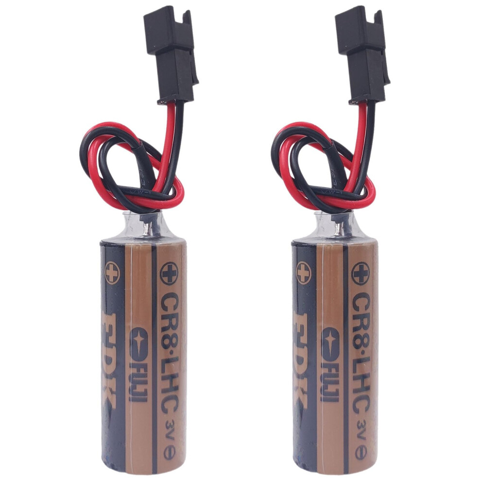 2Pcs Cr8.lhc Lithium Battery 3V 2600Mah With Plug Compatible With Fuji Fdk Longlasting Power Black 9113335865143