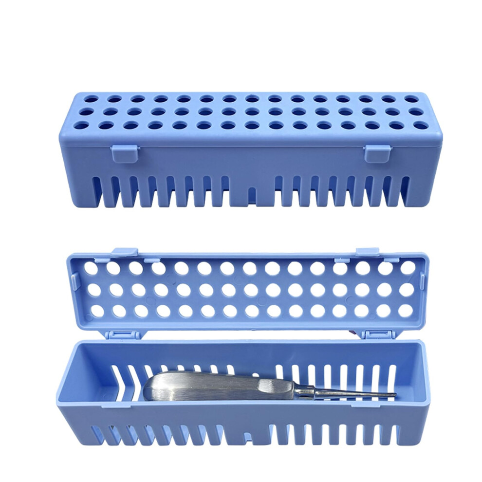 Blue Dental Instrument Sterilization Cassette With Secure Snap Lid, Autoclavable Pvc Storage Box