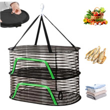 2 Tier Herb Drying Rack with Zipper, Breathable Foldable Hanging Mesh Dryer for Herbs Fruits Flowers