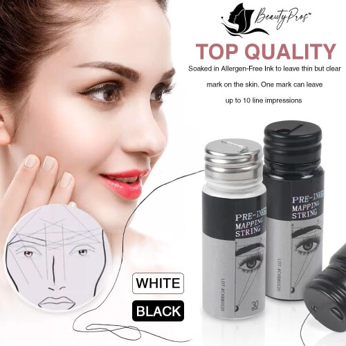 Brow Mapping String 100ft PreInked Waterproof SmudgeProof with Cutter, Allergen Black 1