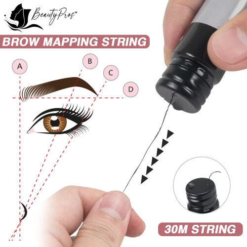 Brow Mapping String 100ft PreInked Waterproof SmudgeProof with Cutter, Allergen Black 2