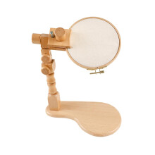Adjustable Wooden Embroidery Stand for Cross Stitch with Rotating Hoop Holder and Stable Desktop Base