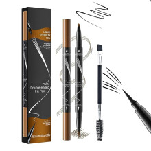 2 Pack Waterproof Eyebrow Pencil Gray, DualEnded 4 Tip Microblading Pen with Brush, Long Lasting