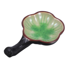 Chinese Calligraphy Brush Holder with Ceramic Ink Dish and Artistic Green Pattern for Painting
