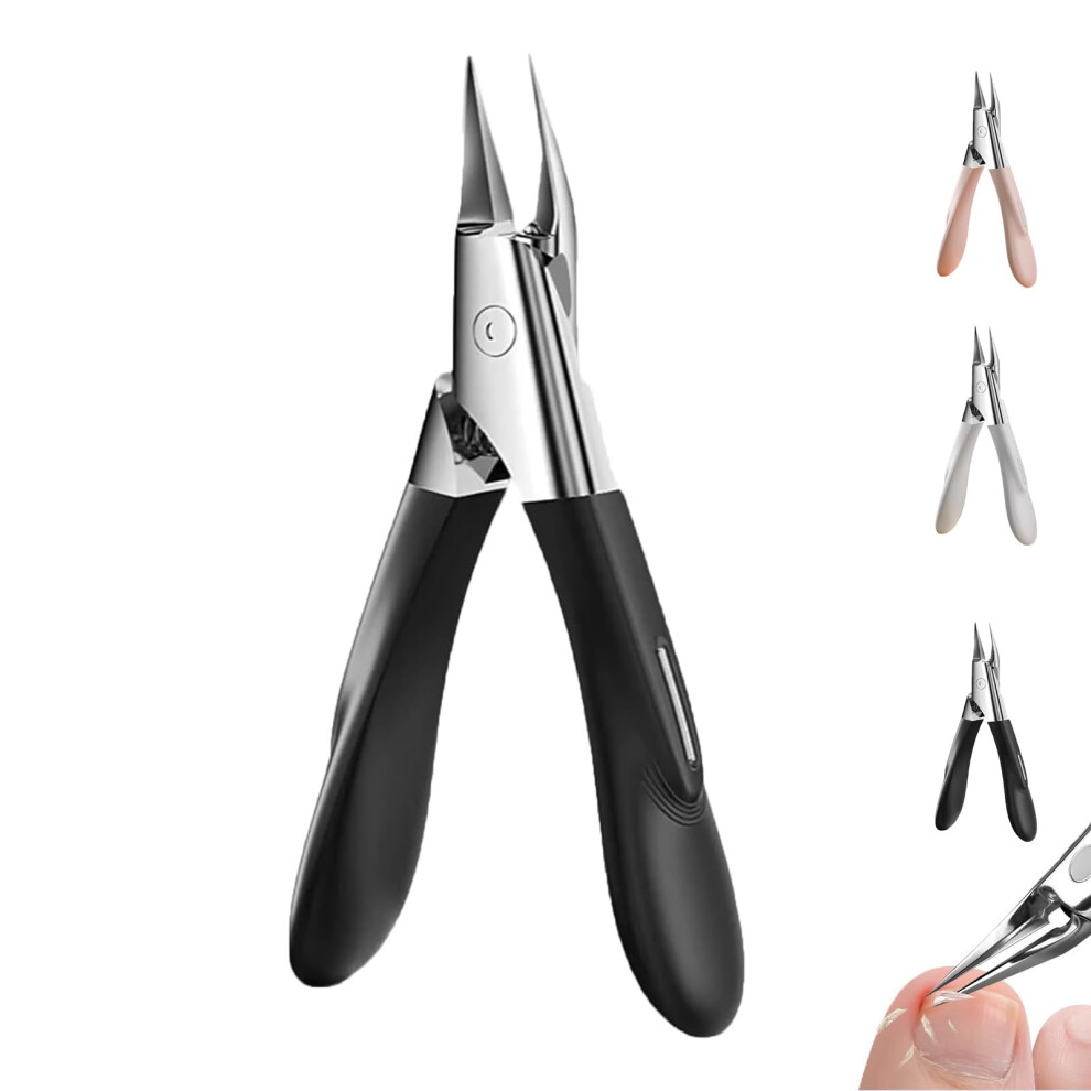 Black Ingrown Toenail Clippers For Thick Nails With Ultrathin Sharp Blades And Nonslip Grip