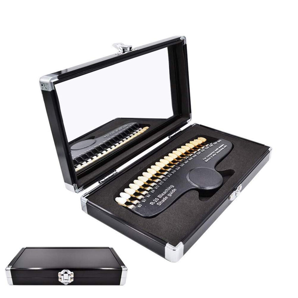 Dental Shade Guide with 20 Tabs and Mirror for Accurate Tooth Color Matching and Whitening Tracking