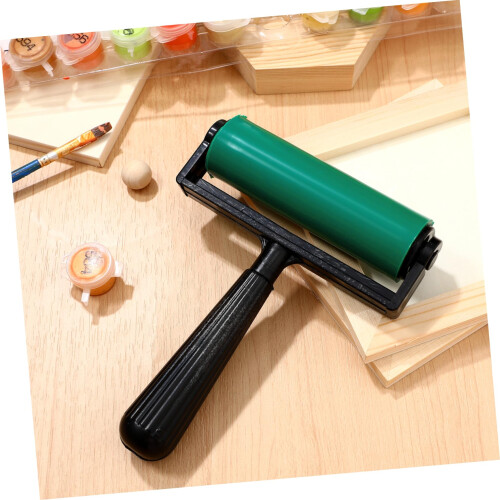 Printmaking Brayer Rubber Roller for Crafts Green Tool with Even Ink Coverage Durable Comfort Handle 1