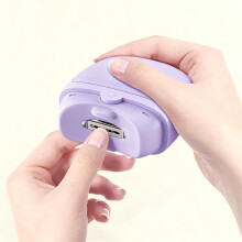 Electric Nail Trimmer with Safety Enclosed Blade, Quiet LED Automatic Clipper for All Ages, Purple