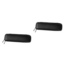 2pcs Black EVA Pencil Case with Double Zippers, Mesh Pocket Stationery Organizer for School and Travel