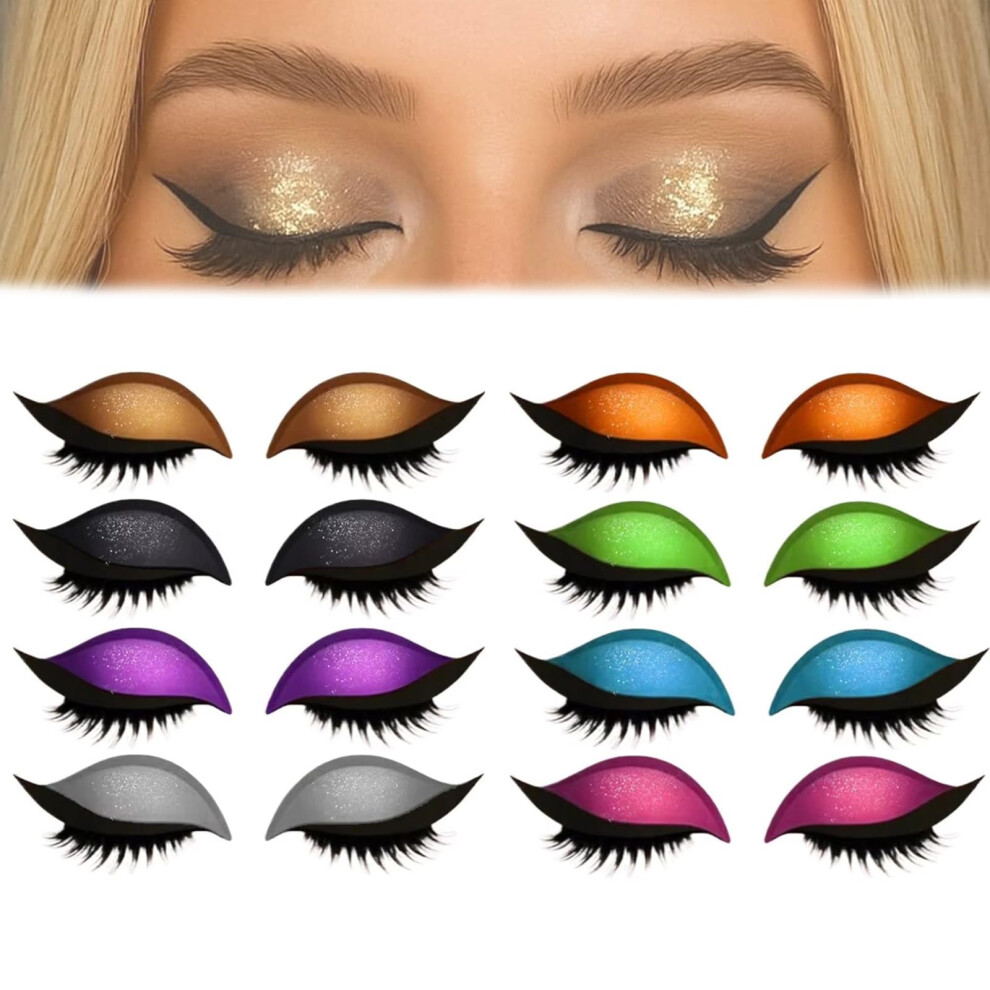 False Eyelashes and Eyeshadow Stickers 3in1 SelfAdhesive Waterproof Reusable Makeup 8 Pairs