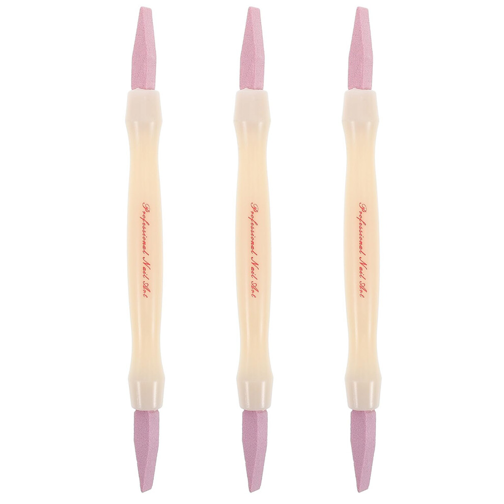 3pcs DualHead Nail Care Pen with Pumice Stone File Cuticle Remover for Smooth Fingernails and Toenails