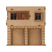 Khaki Mini Wood Cabin Puzzle Model for DIY Sand Table Town Setup