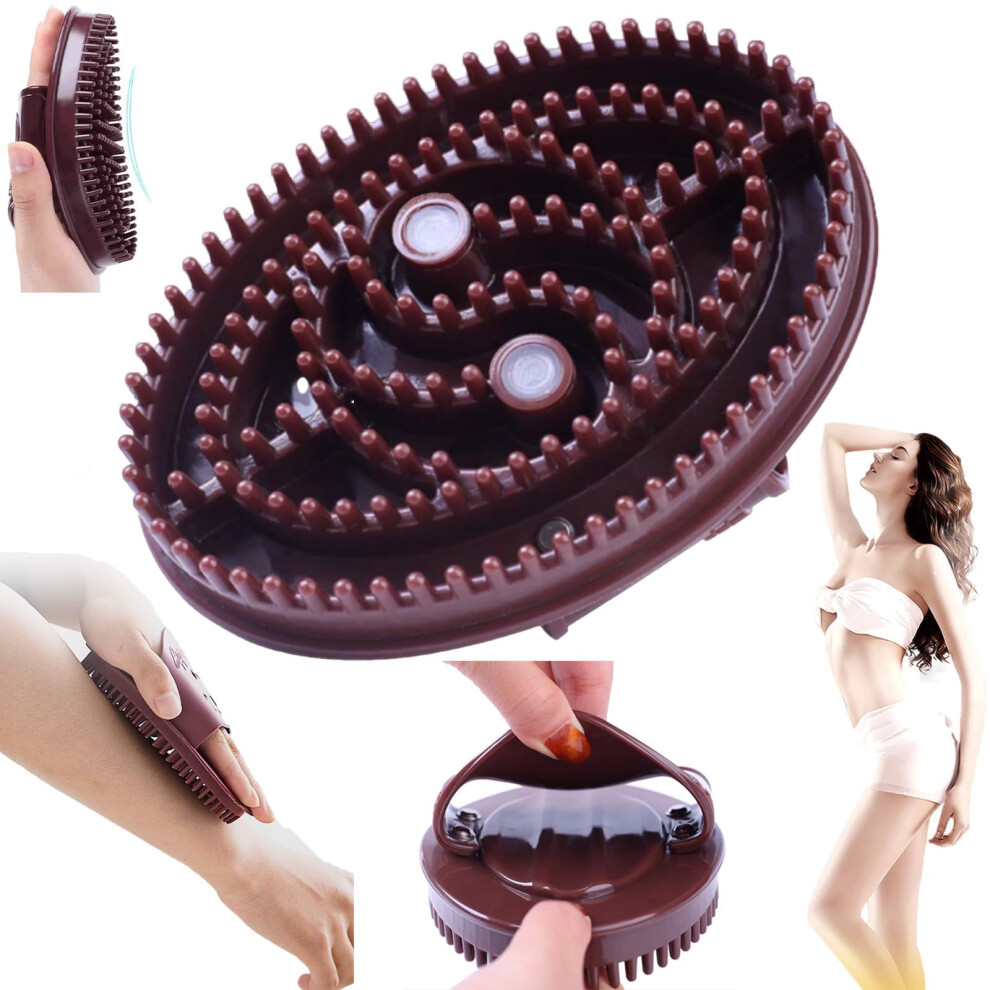 Brown Body Massage Brush With Magnetic Meridian Therapy For Cellulite And Multiarea Relaxation 1Pcs
