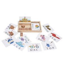 Selbstkorrigierendes Lernwerkzeug für Kleinkinder, taktiles Buchstabenlernen, drehbare Wortblöcke, Montessori-Lesebausteine, Lernspiel mit Lautlehre