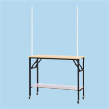 Vendor Cart with Foldable Wooden Market Table 80cm, Wheels and Brake Lock for Street Food Display