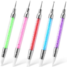 10Pcs Dual Ended Nail Art Pens Set with Silicone Brushes for Nail Sculpture, Dotting and Painting