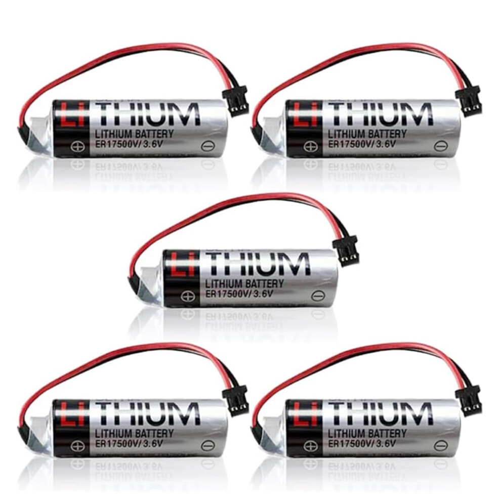 5 Pack Plug Er17500v 3.6V 2700Mah Lithium Cnc Backup Battery For Toshiba Black/Grey 9092120601886