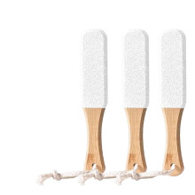 Foot Callus Remover with Natural Pumice Stone Foot File, DualGrade Exfoliation, Bamboo Handle (3pcs White)