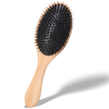 Wooden Paddle Hair Brush with Bristles and Nylon Pins for Wet and Dry Hair, Detangling and Massaging