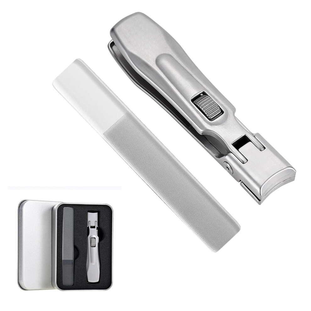 Nail Clippers for Thick Nails Stainless Steel Ultra Sharp with Safety Lock and File Set Silver