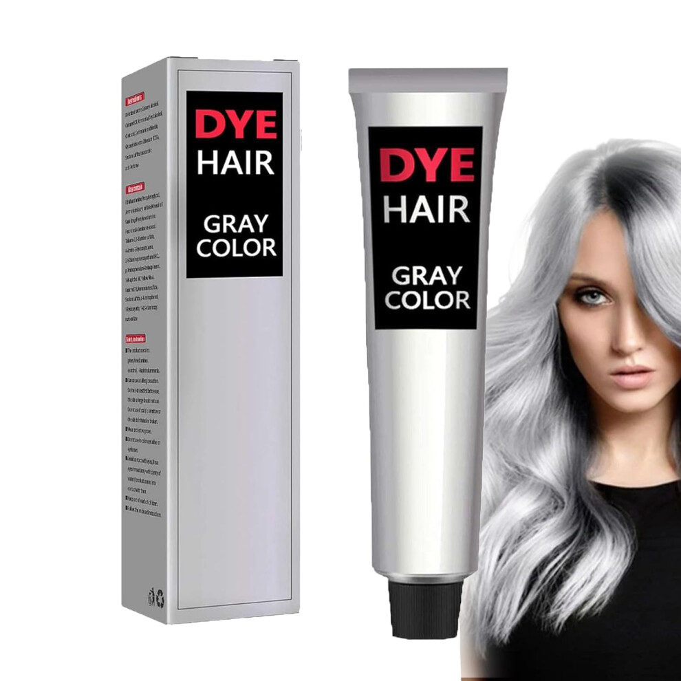 Cream,Silver Silver Gray Hair Dye Cream Permanent Light Gray Color Longlasting Gentle For All Hair Types 1Pc